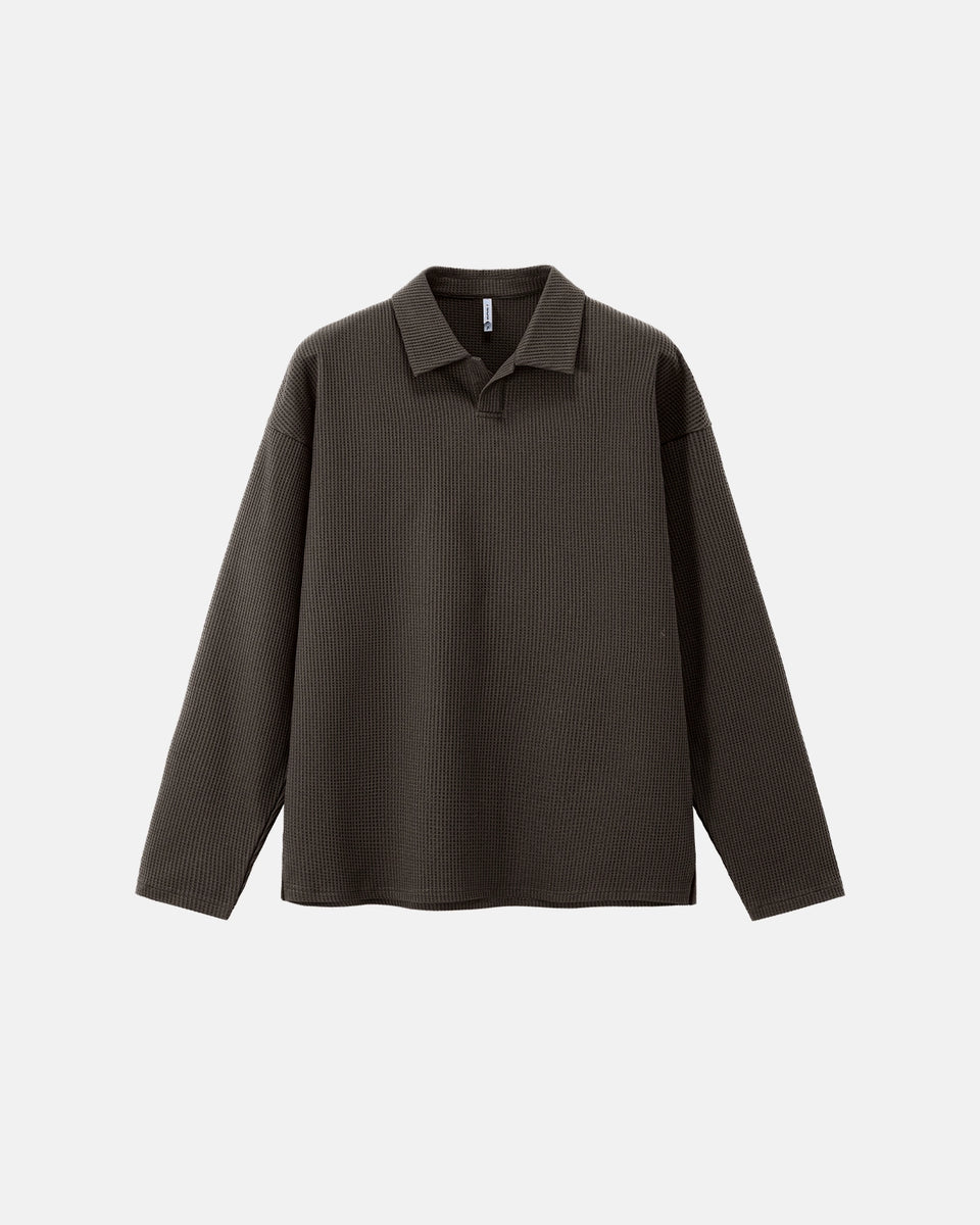 Waffle Long Sleeve Polo Shirts