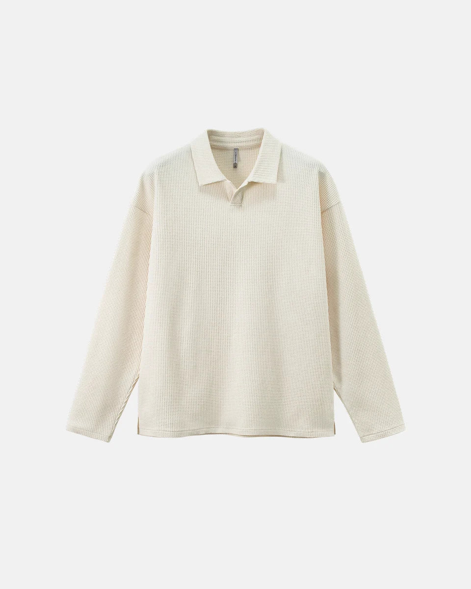Waffle Long Sleeve Polo Shirts