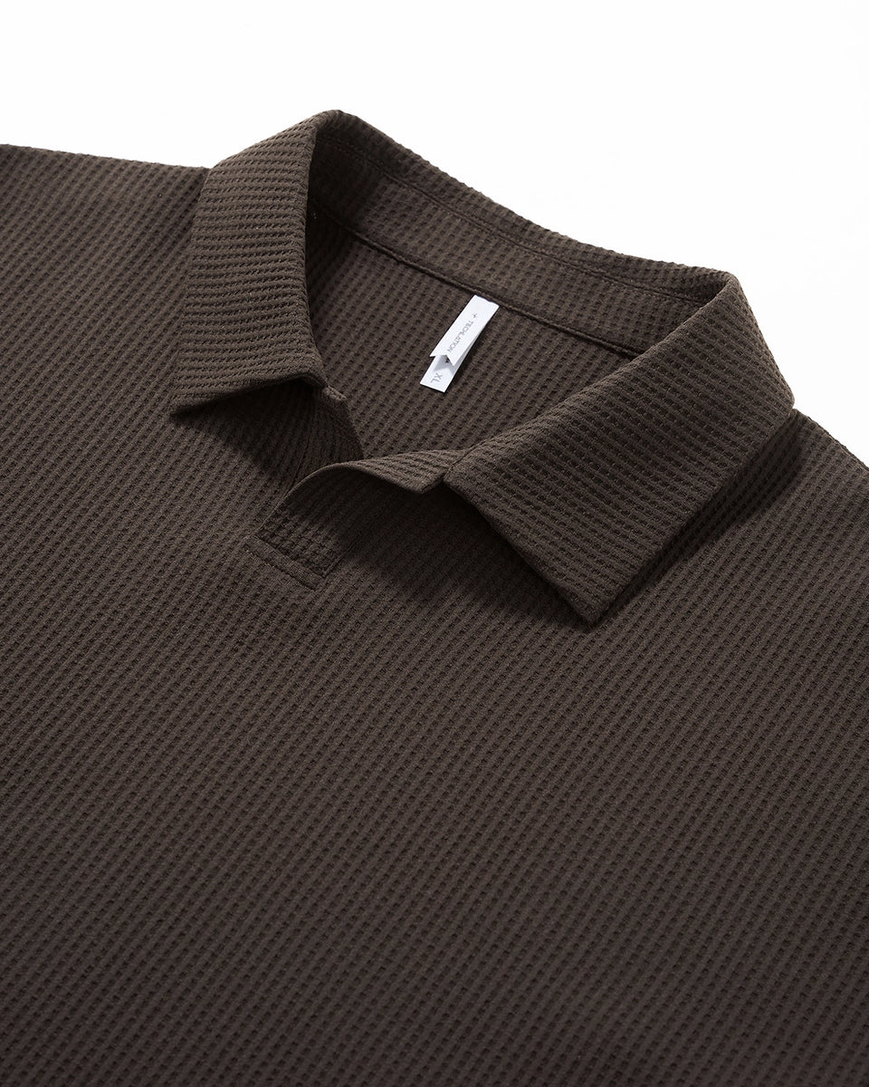 Waffle Long Sleeve Polo Shirts